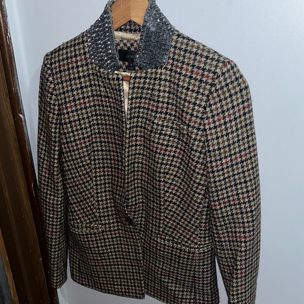J. Crew Houndstooth Blazer with Sparkling Collar